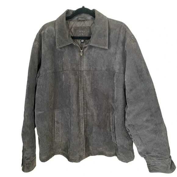 VTG Knightsbridge Brown GenuineLeather Shirt Jacket Men L FullZip Pocket Outdoor - Picture 1 of 14